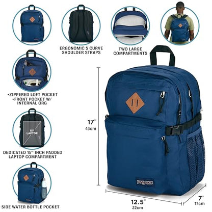 JanSport Main Campus Backpack - Travel or Work Backpack with 15-Inch Laptop Sleeve and Dual Water Bottle Pockets, Surreal Swirlies - color: Surreal Swirlies