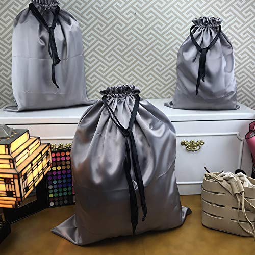 PlasMaller Dust Cover Storage Bags Thick Silk Cloth Pouch with Drawstring For Luxuries Handbags Tote Purses Shoes Boots, Silver (19.6 x 23.6 in) - size: 19.6 x 23.6 in