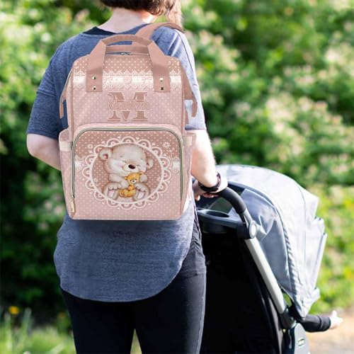 Newcos Customized Baby Diaper Bag with Pattern, Personalized Name Diaper Backpacks with Water Bottle for Newborn Mom, Custom Cute Nursing Tote Mommy Bags for Baby Women Wife Picnic Mothers Day Pink - color: Patten 15