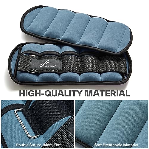 Sportneer Adjustable Ankle Weights for Women and Men 7 lbs/Pair Adjustable Leg Weights with Secure Straps, Strength Training Weighted for Yoga, Walking, Running, Aerobics, Gym, Physical Therapy - color: Dusty Blue
