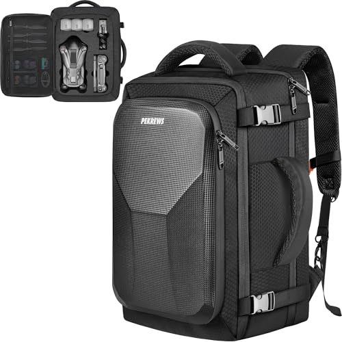 PEKREWS Mavic 4 Pro Case, Expandable Carry On Bag for DJI Mavic 4 Pro, RC Pro 2, RC 2, Large Capacity Drone Backpack Fits 17.3 Inch Laptop, Travel Drone Carrying Case for DJI Fly More Creator Combo
