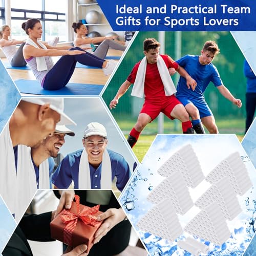 Hosuly 300 Pack Cooling Towels Bulk 40 x 12 Inch Large Chilly Breathable Sweat Sports Cold Towels Sublimation Microfiber Ice Neck Rag for Hot Weather Workout Gym Team Gift (White) - color: White