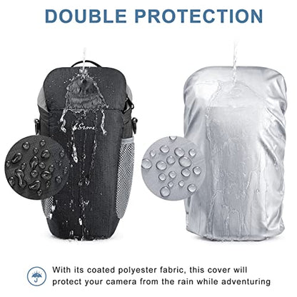 S-ZONE Camera Bag DSLR/SLR Waterproof Camera Case for Photographers Holster Compatible with Nikon Canon Sony | Strong Buckle,Rain Cover,Compatible with Nikon Canon Sony - color: Black