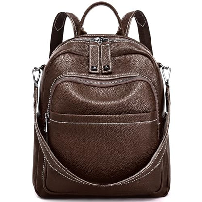 BOYATU Genuine Leather Backpack Purse for Women: Anti Theft Convertible Soft Backpacks - Elegant Womens Travel Backpack (05 Medium-Ebony Brown) - color: 05 Medium-ebony Brown