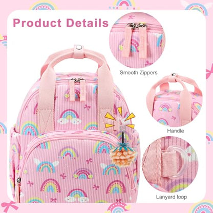 Bluboon Toddler Backpack for Girls Boys 2-4 Cute 12" Preschool Kindergarten Backpacks Kids Daycare Bags School Travel (Pink-Rainbow Bow, Age 2-4 (12" H not Fit A4 Folder)) - color: Pink-rainbow Bow, size: Age 2-4 (12" H not Fit A4 Folder)