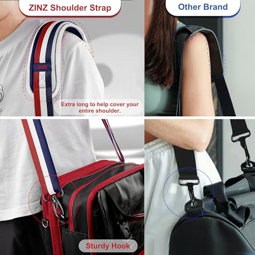 ZINZ 74" Shoulder Strap with Fixed Pad and Dual Balanced Buckles，Blue-White-Red Stripe - color: Blue-white-red Stripe