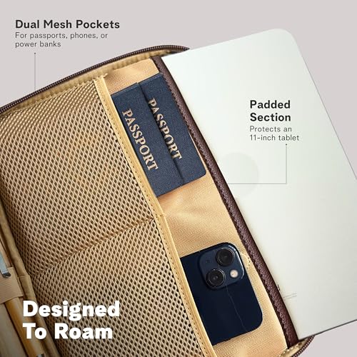 rofozzi Vegan Leather Travel Tech Pouch, Electronics & Cable Case Organizer with Padded 11-Inch Tablet Sleeve and Passport Pockets - color: Espresso