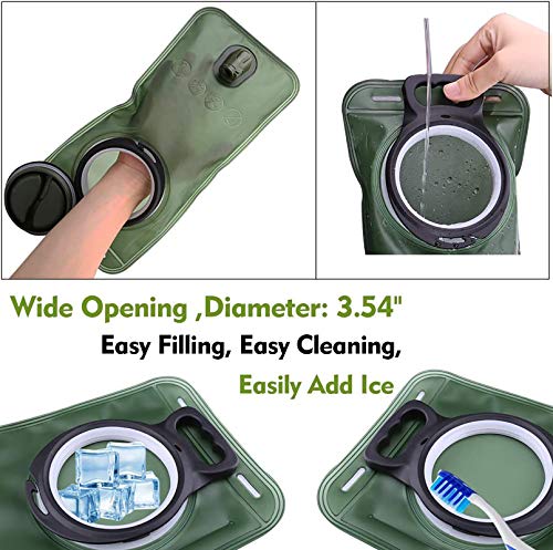 Hydration Bladder, 1.5-2-3L Water Bladder for Hiking Backpack, BPA-Free Leak Proof Water Reservoir Storage Bag, Water Pouch Hydration Pack for Camping Cycling Running - color: 2L Water Bladder - Military Green