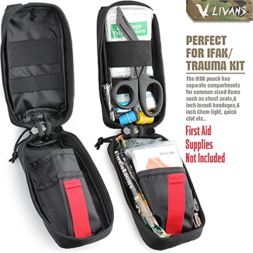Tactical MOLLE Medical Pouch, Rip-Away EMT First Aid Pouch IFAK Trauma Kit Everyday Carry Survival Bag Include Cross Patch - color: Black New