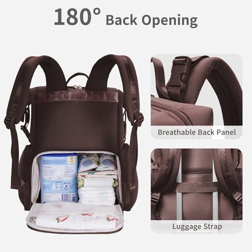 CEI-CEI Neoprene Diaper Bag Backpack Large Newborn Baby Maternity Bags Waterproof Travel Backpack for Mom Dad with Insulated Pockets,Changing Pad - color: Drak Brown