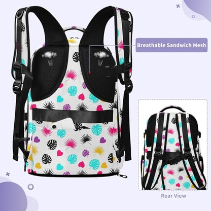 Travel Backpack with Shoe Compartment, 20L Large Capacity Laptop Backpack for Men Women, Colorful Tropical Leaves Daypack for Traveling Hiking Carry On