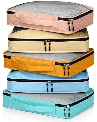 5 Pcs Packing Cubes for Suitcase Large Travel Cubes Carry on Luggage Organizer Bags for Clothes Accessories(S,Pastel) - color: Pastel, size: Small