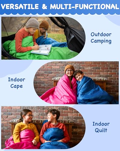 KingCamp 45°F Kids Sleeping Bag, Lightweight Waterproof & Compact Flannel Sleeping Bags Cold Weather & Warm Youth Essentials Gear Accessories for Camping, Fits 10-12 Children up to 4'7"-5'5" Tall - color: Mummy 8.6°F ~42.8°F Navy