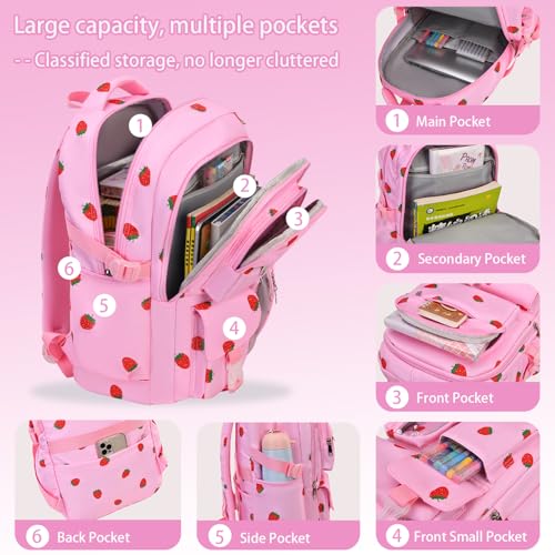 Girls Backpack Set with Lunch Box & Pencil Case, Floral Print Girls School Backpack for Elementary/Middle/High School (Grey-Daisy) - color: Grey-daisy