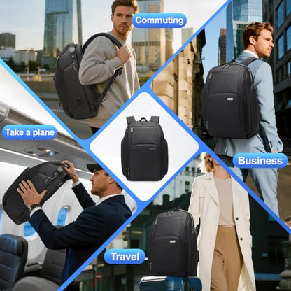 Expandable Business Laptop Backpack,180° Full Open TSA Friendly Travel Bag,15.6 inch Slim Commuter Backpack with USB Port,Water Resistant Professional Office Daypack,Black - color: Black-3