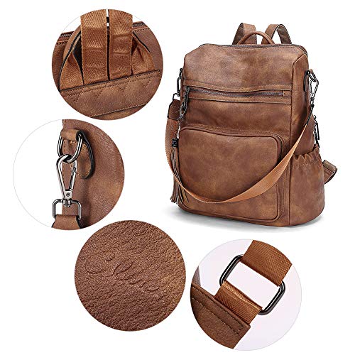 CLUCI Backpack Purse for Women Travel Backpack Large Leather Fashion Designer Lady Shoulder Bag with Tassel Brown - color: 0-0 Two-toned Brown