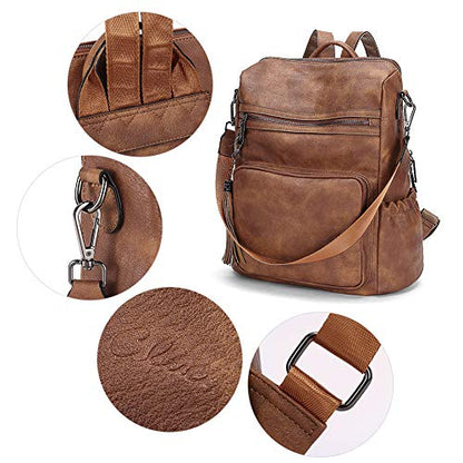 CLUCI Backpack Purse for Women Travel Backpack Large Leather Fashion Designer Lady Shoulder Bag with Tassel Brown - color: 0-0 Two-toned Brown