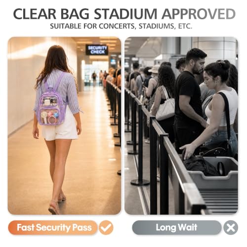TILYMOL Clear Backpack Stadium Approved, PVC & TPU Clear Bag, Medium - color: Purple, size: Medium