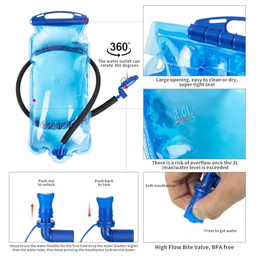 Hydration Backpack, Lightweight Water Backpack for Hiking with 3L Leak Proof Water Bladder, Insulated Hydration Pack Ideal for Hiking and Cycling, 18L