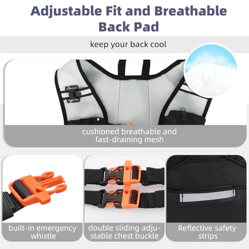 2 Pack Hydration Backpack Pack with 2L Hydration Bladders, TNYSPORT Lightweight Breathable Water Backpack with Multiple Pockets, Reinforced Shoulder Straps for Hiking, Running, Biking
