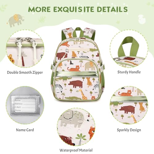 3PCS Boys Backpack Ages 5-8 with Lunch Bag & Pencil Case, Toddler School Backpack for Kids Boys - 15inch Backpack Boy Bookbag for Preschool Kindergarten Elementary School - color: Zoo
