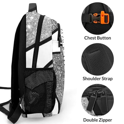 Volleyball Grey Print School Backpack Laptop Bag for Woman Man Gift - color: Muilti 11