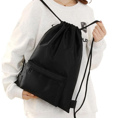 Water Resistant Drawstring Gym Backpack Sack Cinch Bag with Zipper Side Pocket, Pack of 2 (Backpack B, White) - color: White, style: Backpack B