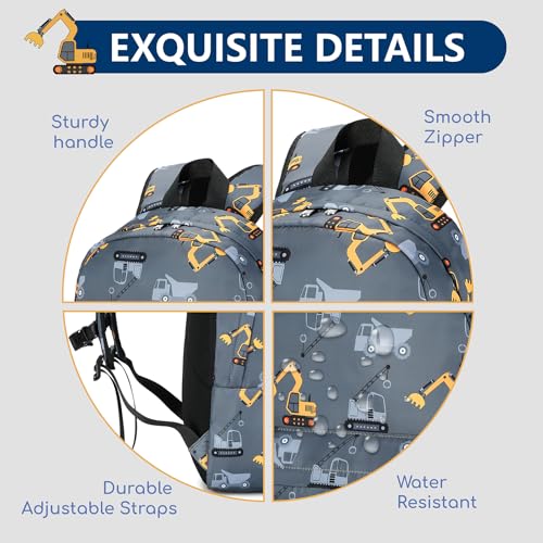 CAMTOP Preschool Backpack for Kids Boys Girls Toddler Backpack Kindergarten School Bookbags for Age 3-8 (Engineering Car Grey) - color: Engineering Car Grey
