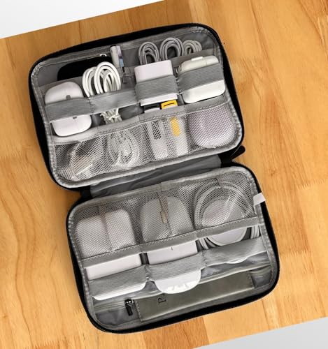 Cord Organizer Travel, Cable Bag, Electronics Organizer Travel Case, Tech Carrying Pouch, Charger Carrying Case, Tech Gifts, Black 11B