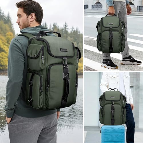 WITZMAN Travel Backpack for Men Carry-on Laptop Backpack Fit 16 Inch Airline Approved for Traveling,Casual,Commuting(B744 Army Green) - color: Army Green