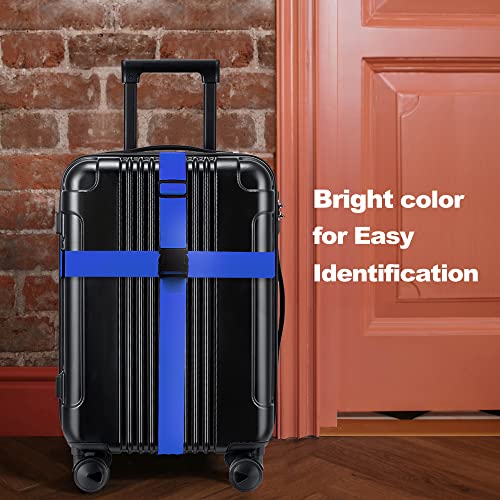Luggage Straps for Suitcases TSA Approved Travel Belt 4 Pack by Chelmon (Blue) - color: Blue