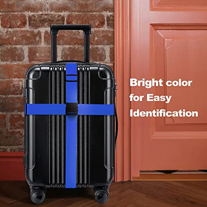 Luggage Straps for Suitcases TSA Approved Travel Belt 4 Pack by Chelmon (Blue) - color: Blue