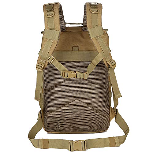 QT&QY 45L Military Tactical Backpacks Molle Army Assault Pack 3 Day Bug Out Bag Hiking Treeking Rucksack… - color: 1.2 Khaki