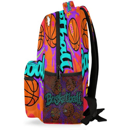 School Backpack Travel Bag for Men & Women, Basketball Lightweight Boys Girls Bookbag Daypack Fits 15.6 Inch Laptop for College Students, Middle High School, Teens