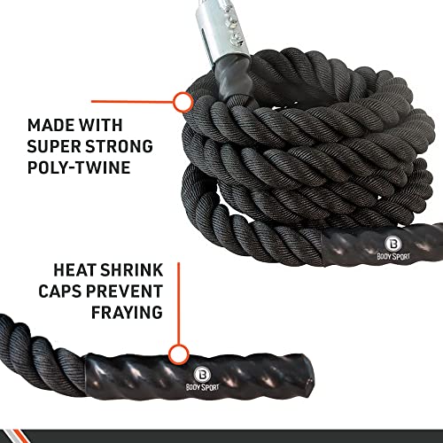 Body Sport Training Rope – Thick Battle Rope for Home or Gym Use, Long Durable Workout Rope – Made with Super-Strong Poly-Twine – Stands Up to Repeated Use Indoors & Outdoors - size: 2 in. Diameter x 50 ft. Length