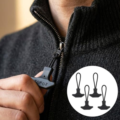 4PCS T-Shaped Zipper Pull Replacement - Durable TPU Zipper Pulls for Luggage, Backpacks, Jackets - Universal Zippers Repair Kit with Extender Tabs, Slider Replacement