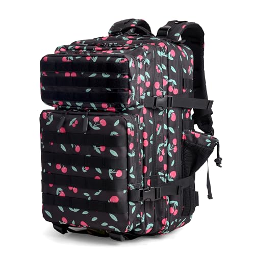 LUPU TACTICAL 45L Backpack for Men and Women 3 Days Assault Pack Outdoor Travel Hiking Camping Rucksack with Molle Webbing (Small Cherry)