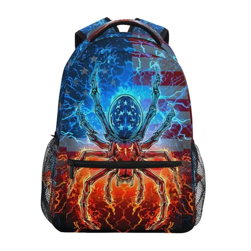 susiyo Red and Blue Lightning Spider School Backpack Bookbag Lightweight College Back Pack Travel Camping Casual Daypack for Teens Girls Boys Women Men - color: Red and Blue Lightning Spider