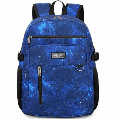 MIRLEWAIY Classical School Backpack Lightweight Bookbag Casual Daypack Travel Work Bag For Teenagers College Girls boys - color: Black Blue