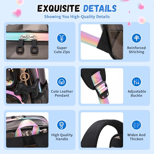MOONBABY Clear Backpack for School Girls, Heavy Duty TPU Transparent Backpack Stadium Events Approved, Clear Bookbag - color: Semi Black