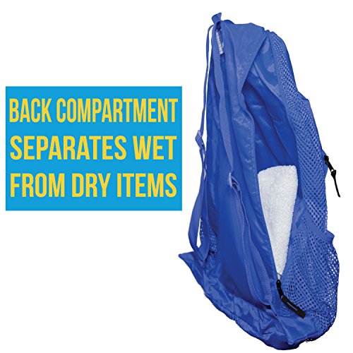 Athletico Mesh Swim Bag - Mesh Pool Bag With Wet & Dry Compartments for Swimming, the Beach, Camping and More - color: Blue