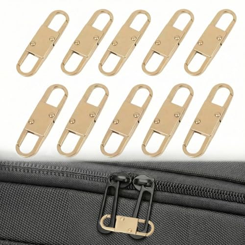 MILAKE 10 Pcs Premium Anti-Theft Zipper Lock, Small Clips for Bags, Backpacks, Purses, Luggage, Zipper Pull Replacement, Durable Multi-Color Set for Travelers, Hikers, and Daily Commuters (Gold) - color: gold