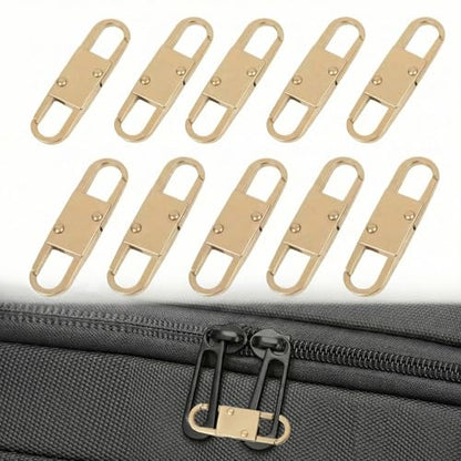 MILAKE 10 Pcs Premium Anti-Theft Zipper Lock, Small Clips for Bags, Backpacks, Purses, Luggage, Zipper Pull Replacement, Durable Multi-Color Set for Travelers, Hikers, and Daily Commuters (Gold) - color: gold