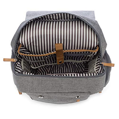 Parker Baby Co. Diaper Backpack - Large Diaper Bag with Insulated Pockets, Stroller Straps and Changing Pad -Birch Bag - Gray - color: Gray