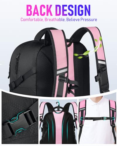 LOINTET Basketball Bag Backpack with Ball Holder Shoes Compartment, Large Basketball Accessories Sports Bag - color: Pink