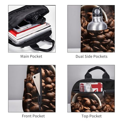 Travel Backpack for Women Men Coffee Beans Daypack 15 inch Lightweight Computer Bag Casual Back Pack - color: Coffee Beans