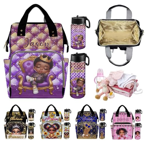 Custom Diaper Bag with Name,Personalized Diaper Bag Backpack &Insulated Water Bottle Mother Gift,Custom Monogram Baby Travel Bag Nursing Diaper Mommy Backpack with Adjustable Shoulder Straps Nappy Bag - color: Design 22