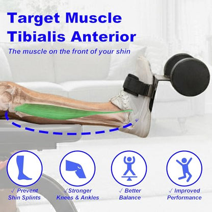 J Bryant Tibialis Raise Dumbbell Tib Trainer, Adjustable Detachable Tib Bar Alternative with Neoprene Padded Foot Strap & Secure Dumbbell Slot for Home Gym Knee Over Toes Training - color: Black For Single Foot