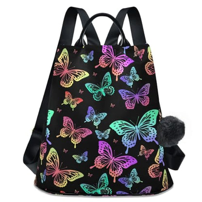 MNSRUU Women Backpack Purse Black Butterflies Backpack for Women Anti-theft Shoulder Bag Carry On Backpack Lightweight Rucksack Fashion Travel Ladies Bags - color: Cute 05