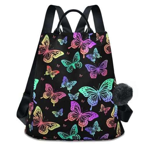 MNSRUU Women Backpack Purse Black Butterflies Backpack for Women Anti-theft Shoulder Bag Carry On Backpack Lightweight Rucksack Fashion Travel Ladies Bags - color: Cute 05